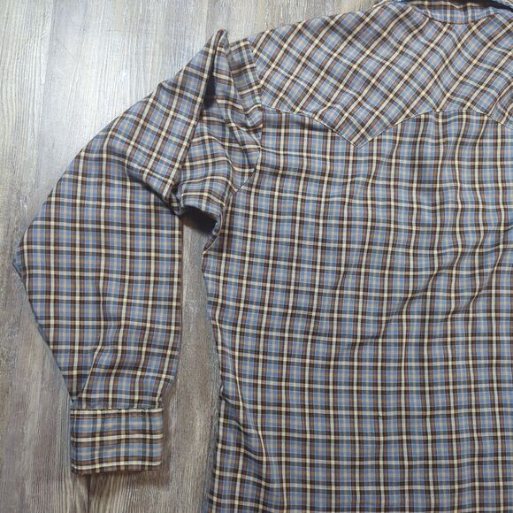 Vintage Levis Button Shirt Men's Large Plaid Pearl Snap Western Retro Blue Tag - Picture 11 of 13